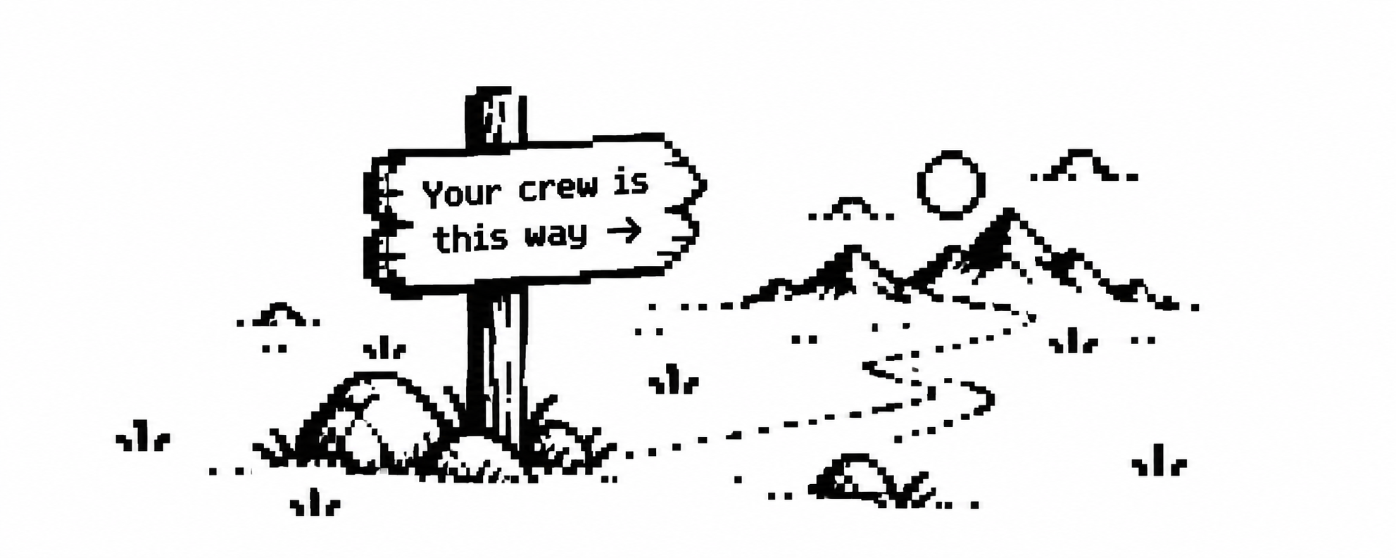 Un panneau indique le chemin du cercle, au bord d’un sentier vers les montagnes.